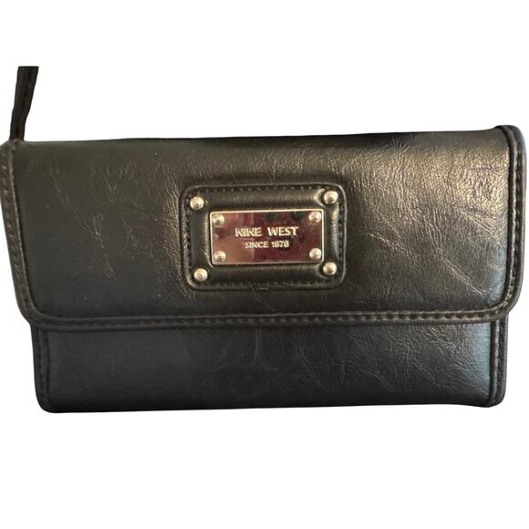 Vintage Black Leather Wallet by Nine West - Picture 1 of 6